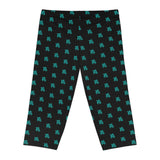 Black and Teal Sea Turtle Capri Leggings