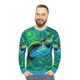 Bold Green and Blue Sea Turtle All-Over Print Sweatshirt
