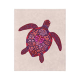 Peach and Purple Sea Turtle-Themed Velveteen Microfiber Blanket - 3 Sizes