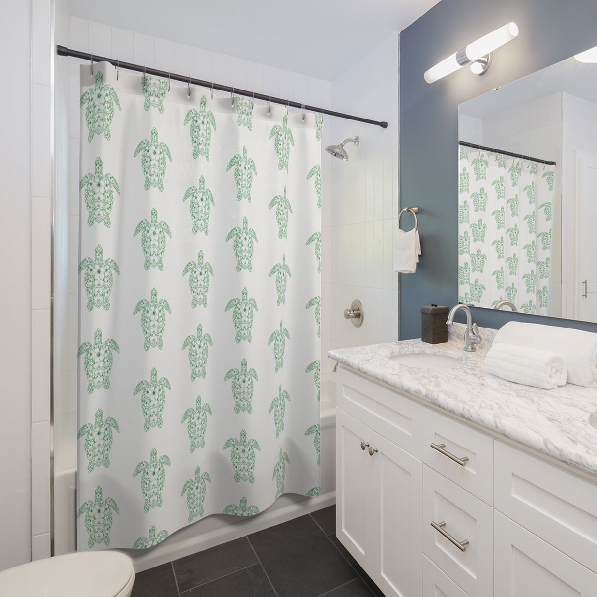 Fun Sea Turtle Shower Curtains - Coastal Bathroom Decor