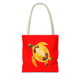 Red and Gold Collage Print Sea Turtle Tote Bag - 3 sizes