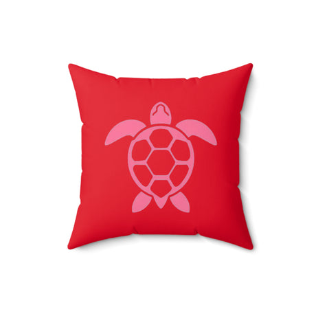 Red and Pink Sea Turtle Pillow, Faux Suede Pillow - 4 sizes