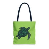 Green Oil Paint Art Sea Turtle Tote Bag - 3 sizes