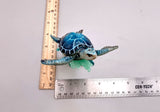 Blue Sea Turtle Figurine on Wave Painted Resin (1 turtle approx. 5+ inches) Blue Painted Resin Turtle on Wave for coastal home décor!