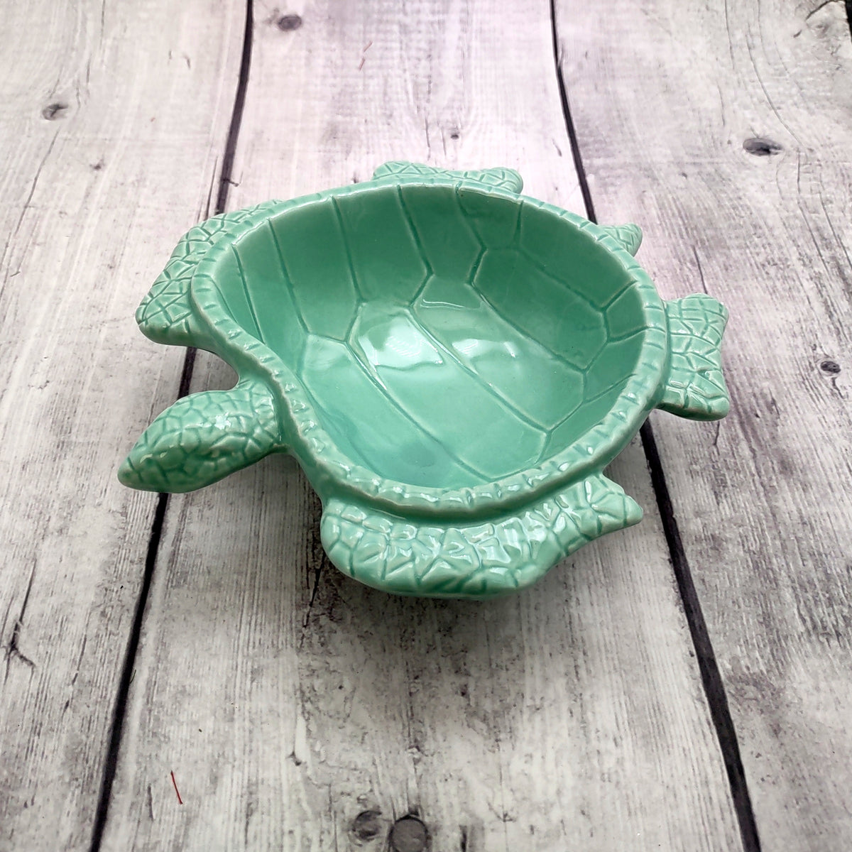 Sea Turtle Pastel Green Plate (1 dish approx. 6.75+ inches wide) Green Sea Turtle Ceramic Dish for coastal table charm display & kitchen accent