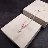 Sea Turtle Anklet Light Pink Beads Silver Color (approx. 9+ inches AROUND) Cute Pink Sea Turtle Charm Anklet for any beachy outfit!