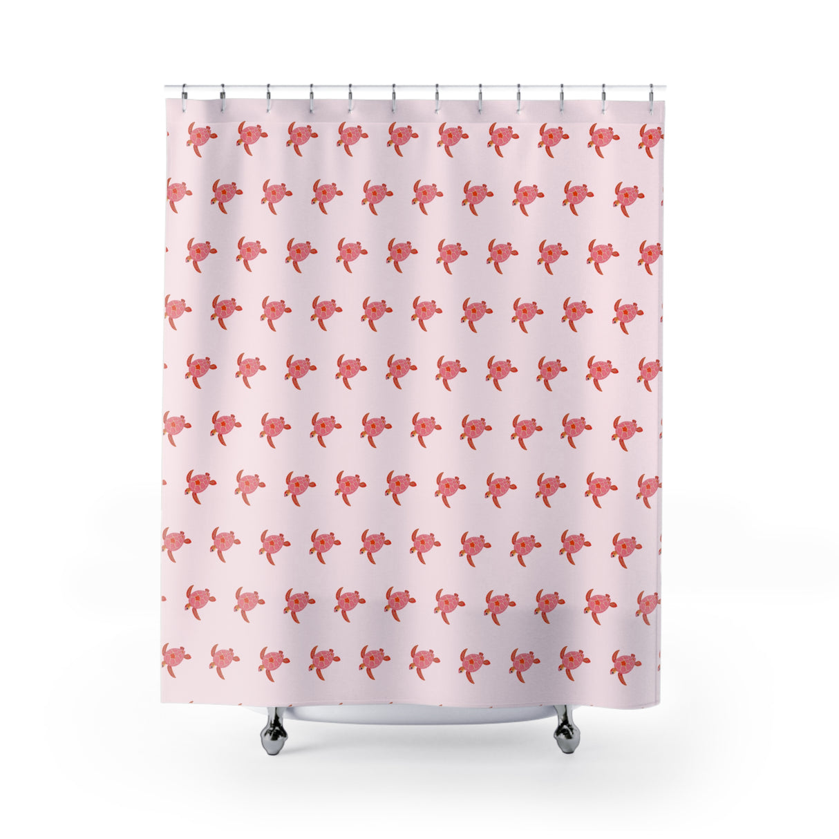 Fun Pink Sea Turtle Shower Curtains - Coastal Bathroom Decor