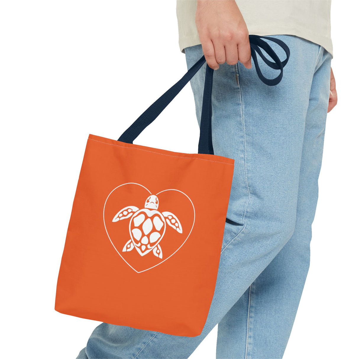 Orange Sea Turtle Heart Tote Bag - 3 sizes