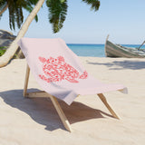 Red and Pink Tropical Sea Turtle Beach Towel