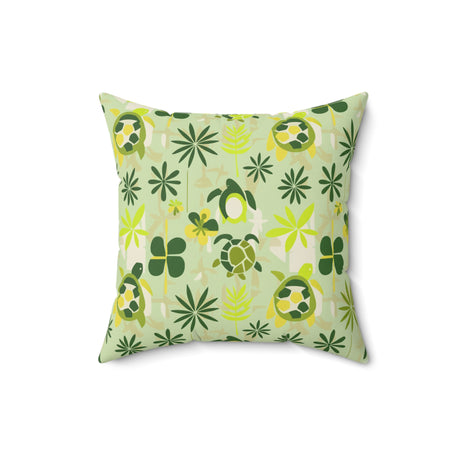 Green Tiki Art Sea Turtle Faux Suede Pillow - 4 sizes