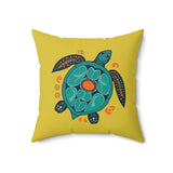 Blue Turtle Boho Sea Turtle Pillow, Faux Suede Pillow, Coastal Home Decor, Boho Accent Cushion, Beach House Accent, Sea Turtle Decor