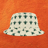 Off White Sea Turtle Pattern Bucket Hat, Summer Accessory, Beachwear, Gift for Ocean Lovers - Large Sizes Available