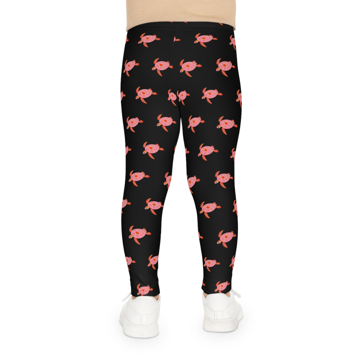 Kids Black and Pink Sea Turtle Leggings - Comfortable, Fun Clothing for Playtime, Gifts for Birthdays, Christmas, Everyday Wear, Toddler Fashion