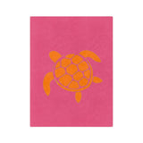Pink and Orange Sea Turtle -Themed Velveteen Microfiber Blanket - 3 Sizes