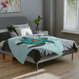 Blue Turtle-Themed Velveteen Microfiber Blanket - Great for living rooms, bedroom or the beach - 3 Sizes