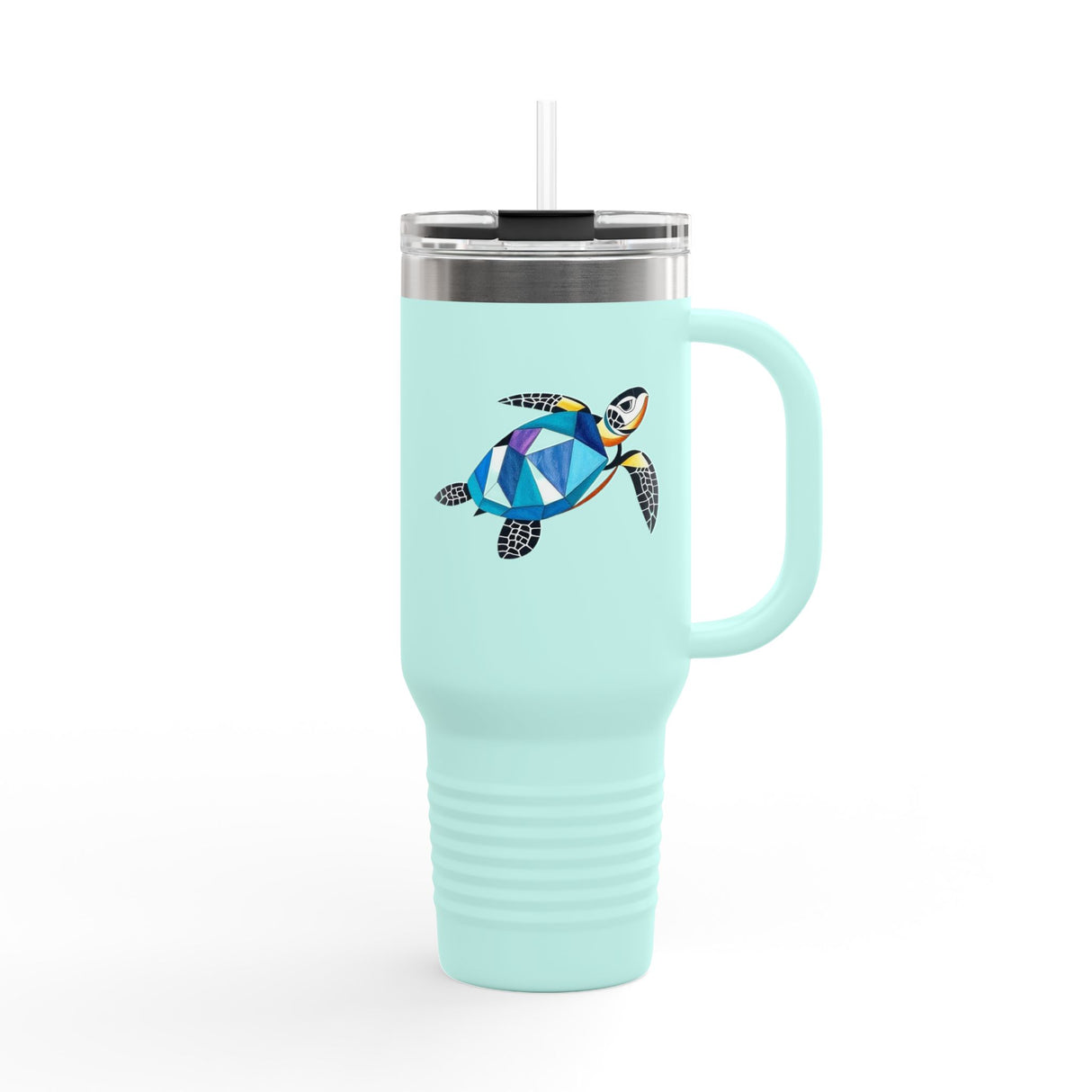 Colorful Stained Glass Sea Turtle Insulated Travel Mug