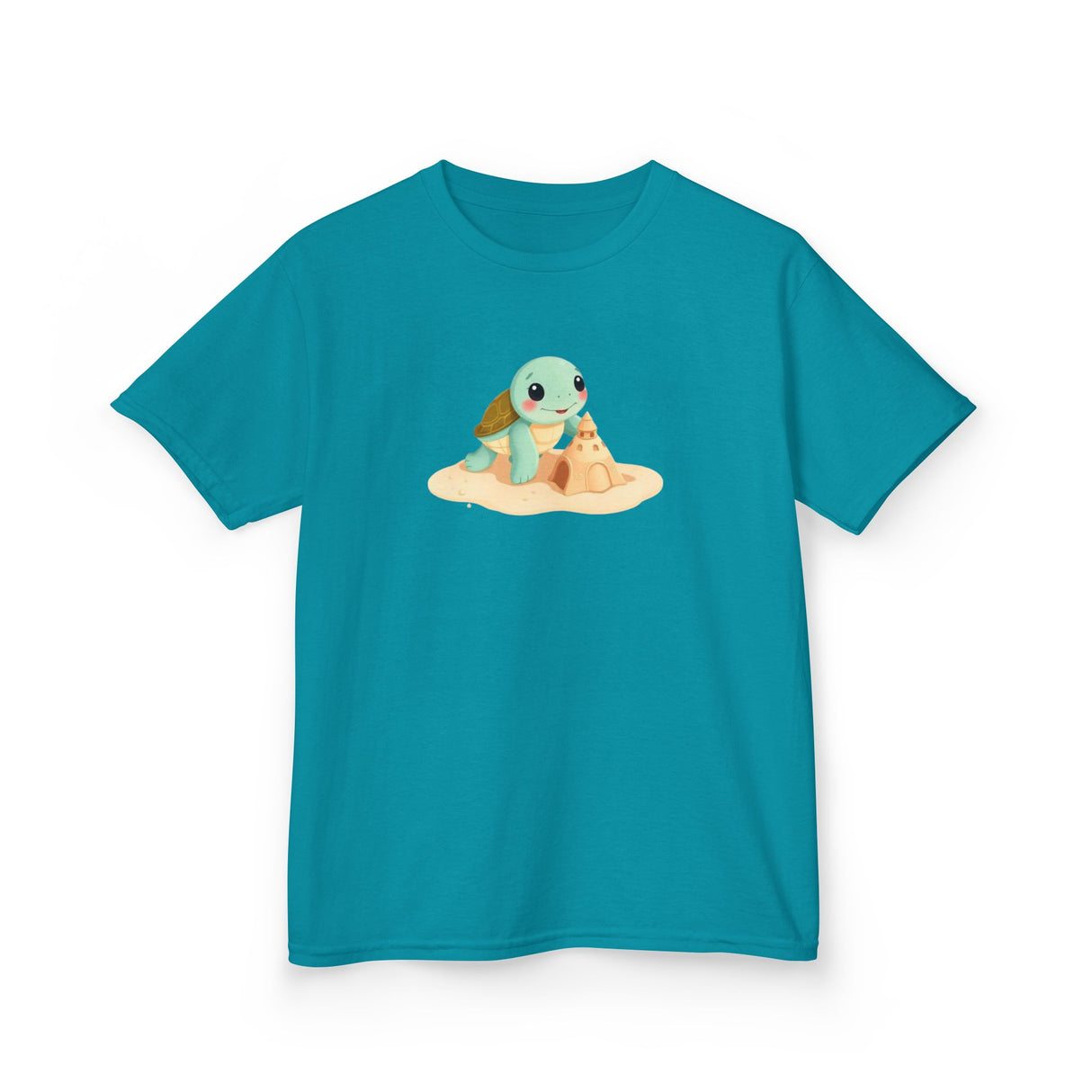 Kids Cute Baby Sea Turtle Sand Castle Cartoon Tee - 8 colors