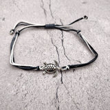 Sea Turtle Charm Bracelet Black Grey White Cord (approx. 5-7+ inches AROUND) Black Grey Sea Turtle String Bracelet Jewelry for gifting!