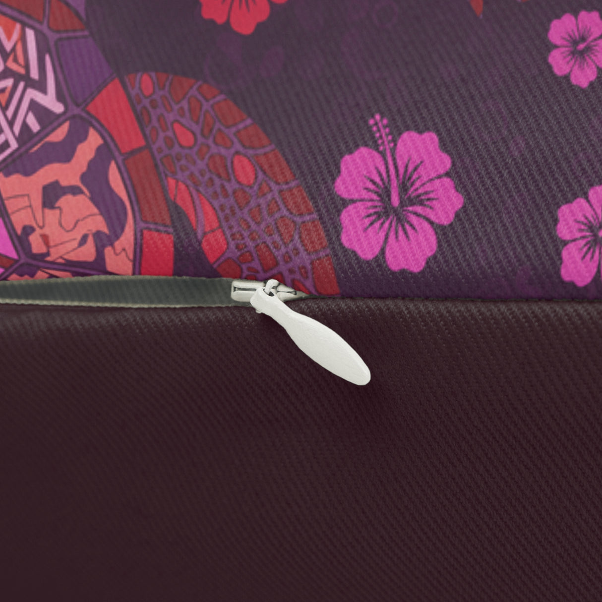 Purple Island Print Sea Turtle Lumbar Pillow