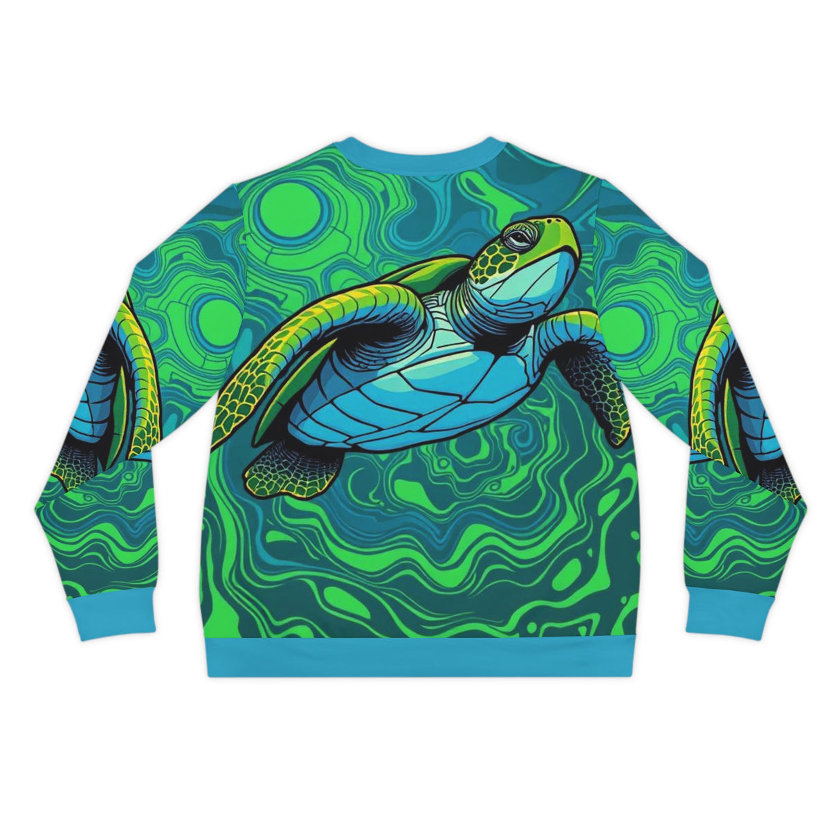 Bold Green and Blue Sea Turtle All-Over Print Sweatshirt