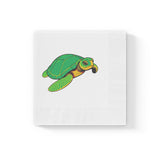 Green Cartoon SeaTurtle-Themed Cocktail Napkins