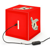 Red Collage Sea Turtle Geometric Light Cube Lamp