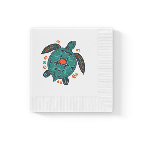 Blue Boho Tropical SeaTurtle-Themed Cocktail Napkins