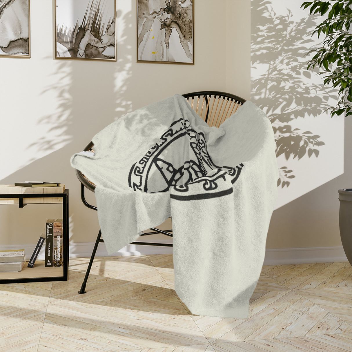 Tribal Tropical Sea Turtle-Themed Velveteen Microfiber Blanket - 3 Sizes