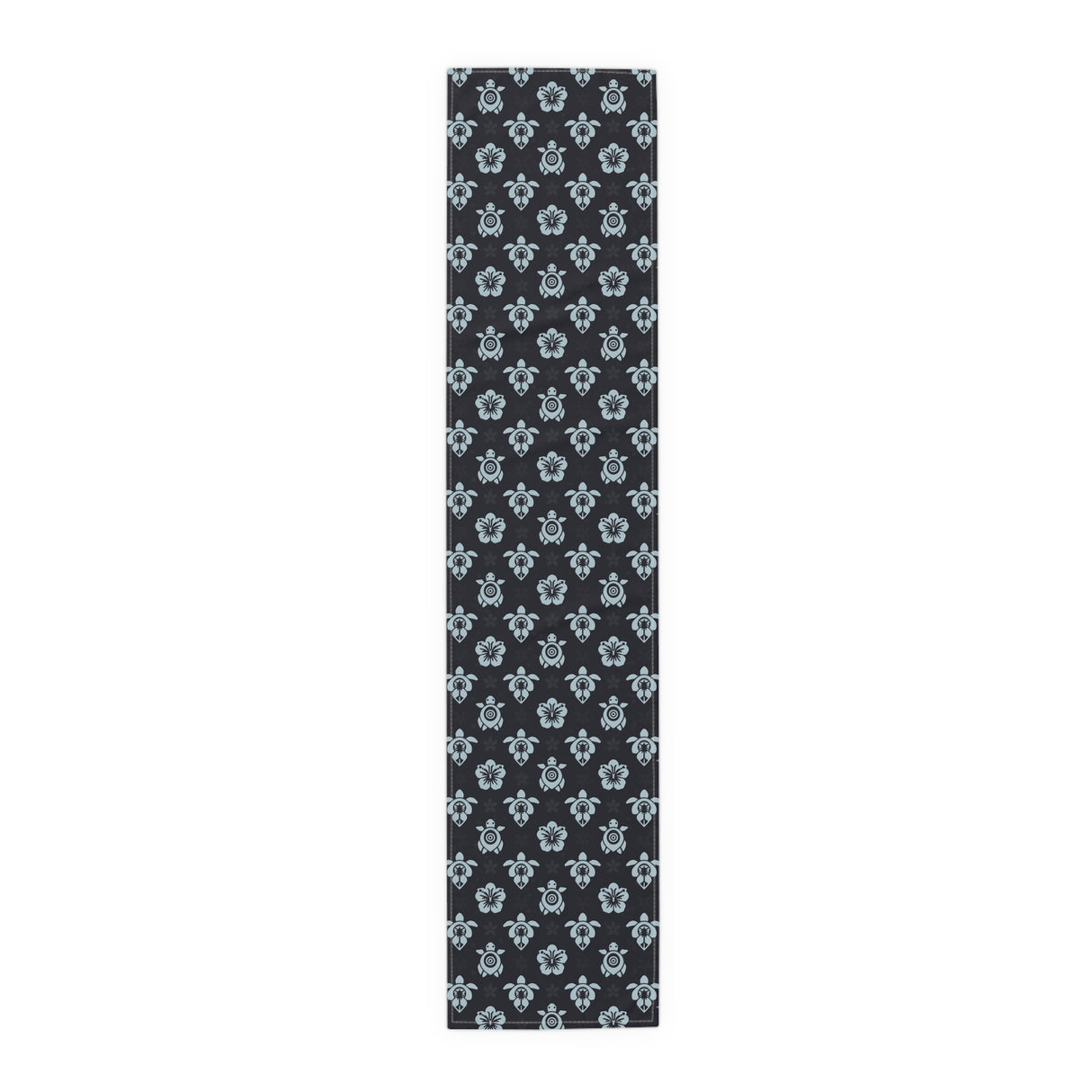 Dark Blue Sea Turtle and Floral Print Table Runner