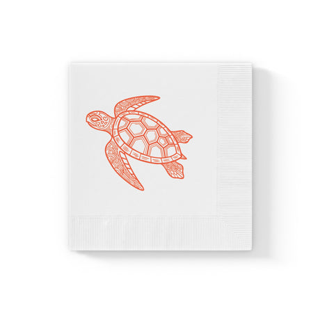 Orange Tropical SeaTurtle-Themed Cocktail Napkins
