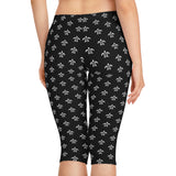 Black and White Sea Turtle Icon Capri Leggings
