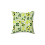 Green Tiki Art Sea Turtle Faux Suede Pillow - 4 sizes