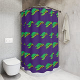 Wild Purple Sea Turtle Shower Curtains - Coastal Bathroom Decor