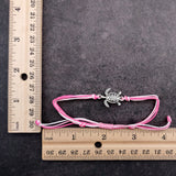 Sea Turtle Charm Bracelet Pink White Cord (approx. 5-7+ inches AROUND) Rose Carnation Sea Turtle String Bracelet Jewelry a thoughtful gift!