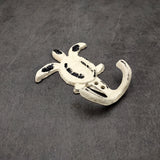 Cast Iron Sea Turtle Wall Hooks White Distressed (1 metal hook approx. 4.75+ inches) White Sea Turtle Double Wall Hook for coastal decor!