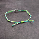 Sea Turtle Bracelet Braided Cord Teal Lime Green White (approx. 5-7+ inches AROUND) Aqua Green White String Sea Turtle Bracelet to gift!