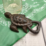 Brown Metal Sea Turtle Bottle Opener (1 opener approx. 4.5+ inches) Cast Iron Patina Sea Turtle Bottle Opener for coastal kitchen or home!