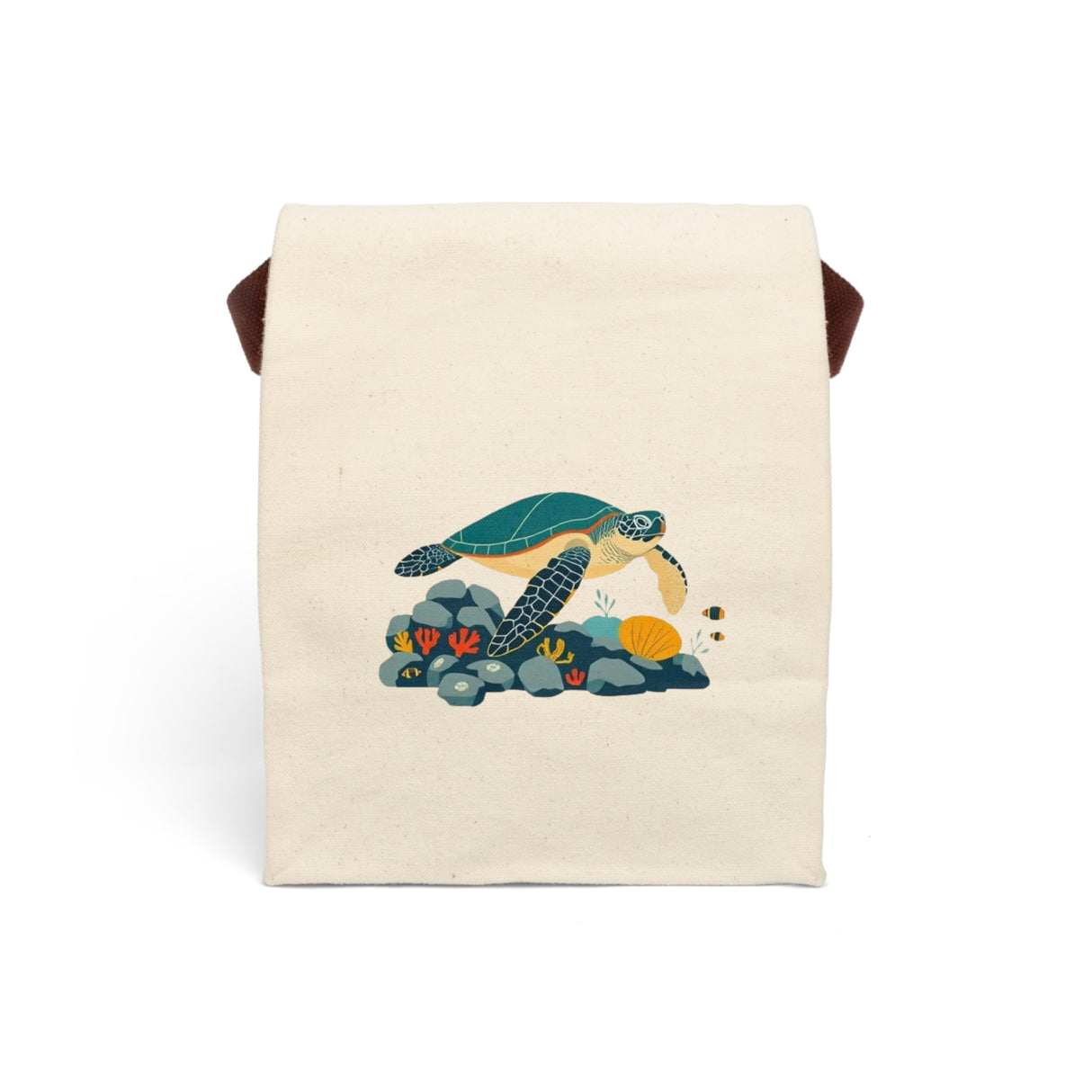 Colorful Sea Turtle Lunch Bag - Reusable Canvas Lunch Bag