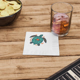 Blue Boho Tropical SeaTurtle-Themed Cocktail Napkins