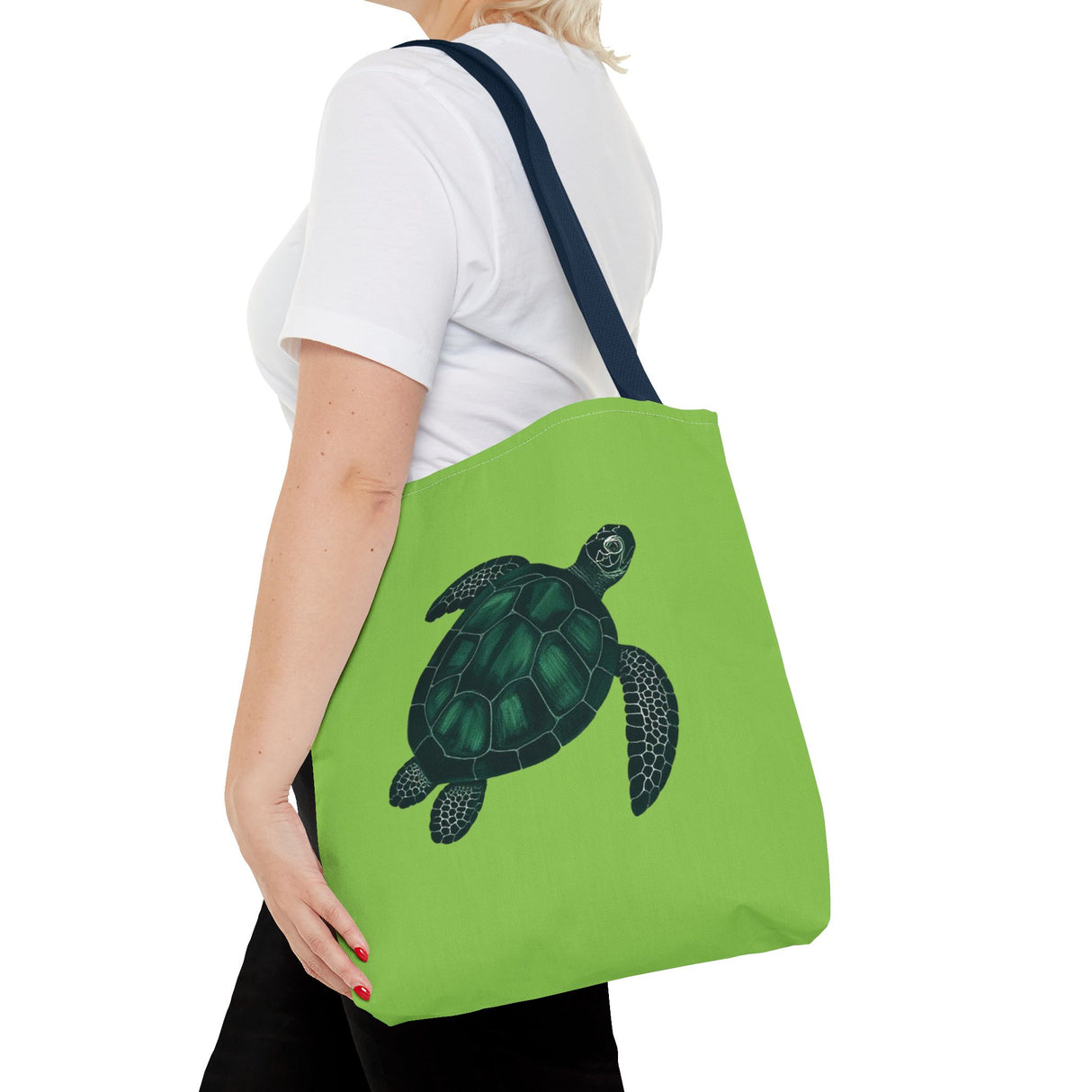 Green Oil Paint Art Sea Turtle Tote Bag - 3 sizes