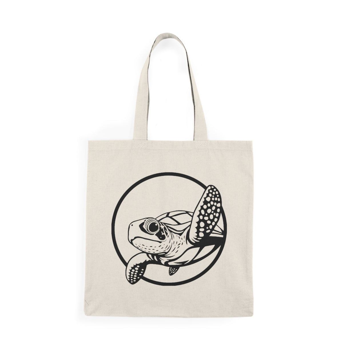 Waving Sea Turtle Design Natural Cotton Tote Bag