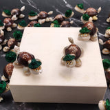 Cowrie Shell Sea Turtle Figurines Green Hat (3 figures approx. 2+ inches) Cute Cowrie Seashell Sea Turtles for gifts decor & display!