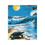 Headin Out To Sea Turtle -Themed Velveteen Microfiber Blanket - 3 Sizes