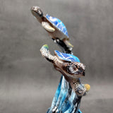 Two Blue Sea Turtles Swimming Sculpture (1 figurine approx. 7+ inches tall) Resin Sea Turtle Pair for coastal home decor & collectibles!