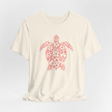 Red Tropical Flower Sea Turtle Graphic Tee - 5 Colors