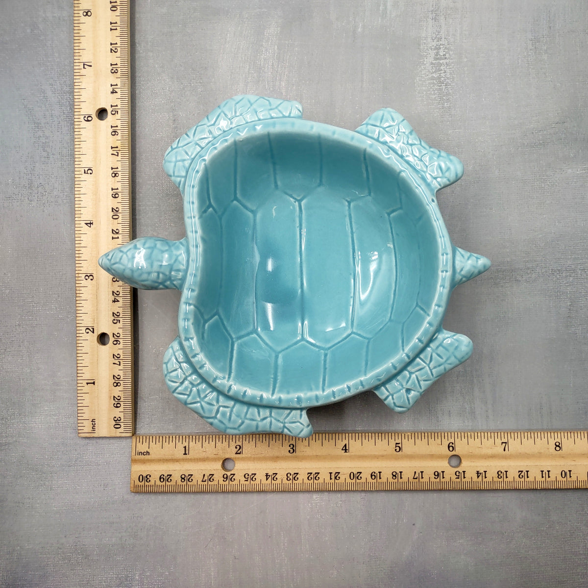 Sea Turtle Powder Blue Bowl (1 dish approx. 6.75+ inches) Blue Sea Turtle Ceramic Dish for gifting jewelry trinkets & candy!
