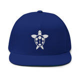 White Sea Turtle Embroidered Flat Bill Cap