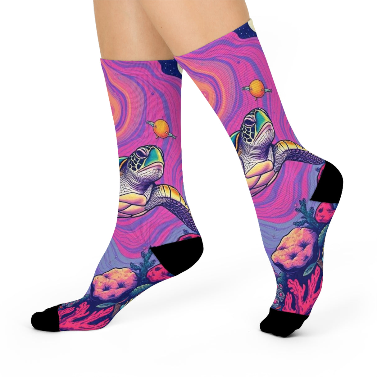 Psycedilic Sea Turtle Cushioned Crew Socks