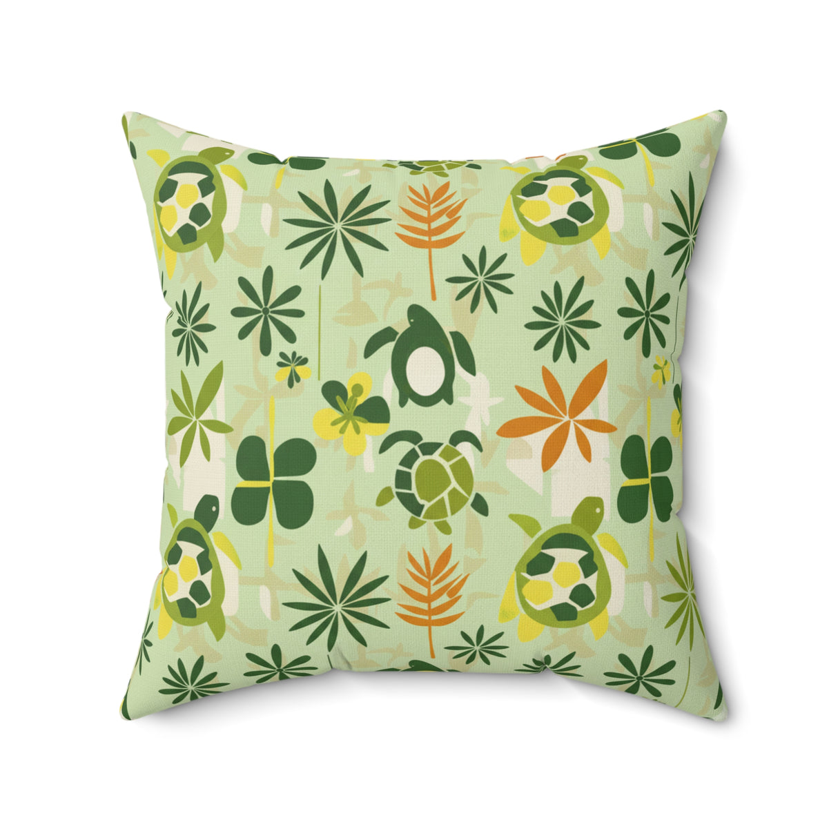 Yellow, Orange and Green Tiki Art Sea Turtle Faux Suede Pillow - 4 sizes