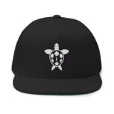 White Sea Turtle Embroidered Flat Bill Cap